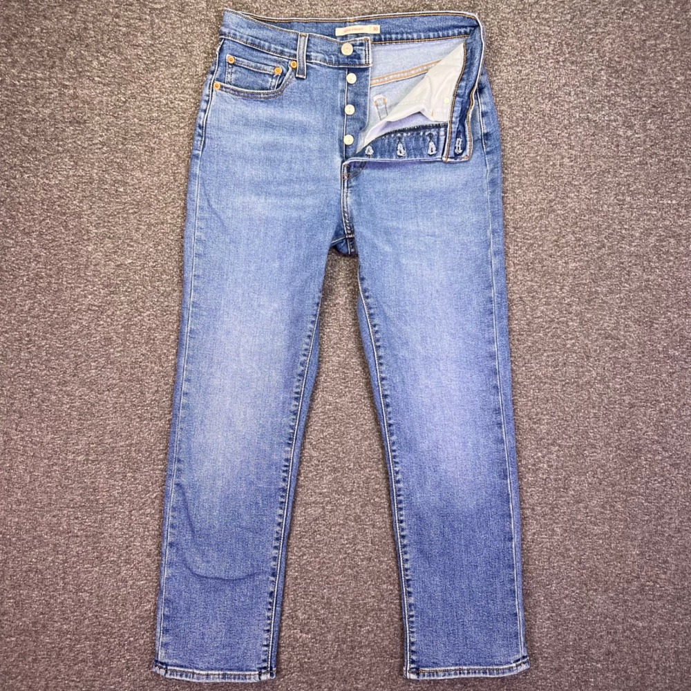 Levis Wedgie Straight Jeans Women 28x26 Blue High Rise Button Fly Classic Casual